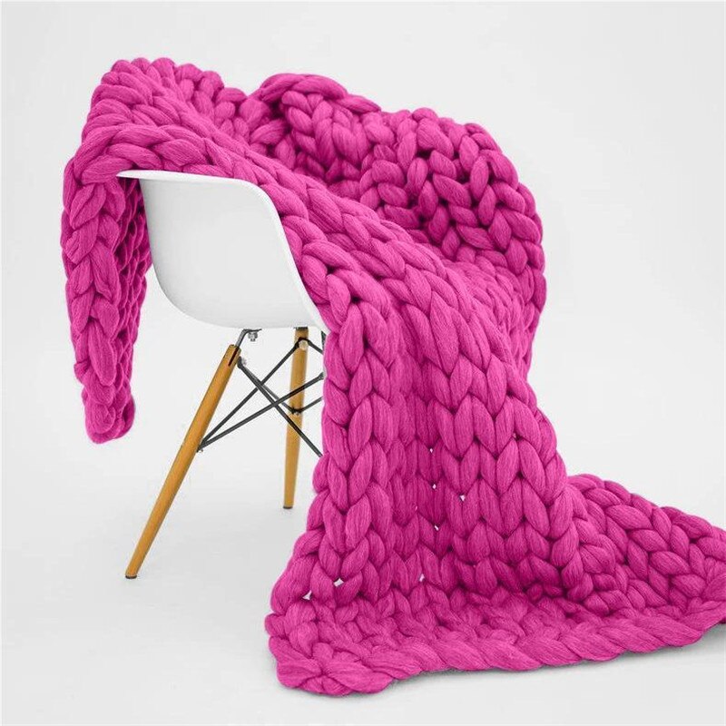 Chunky Knit Blanket Merino Wool Hand Made Throw- Hot Pink – All Abundant  Things Home Design