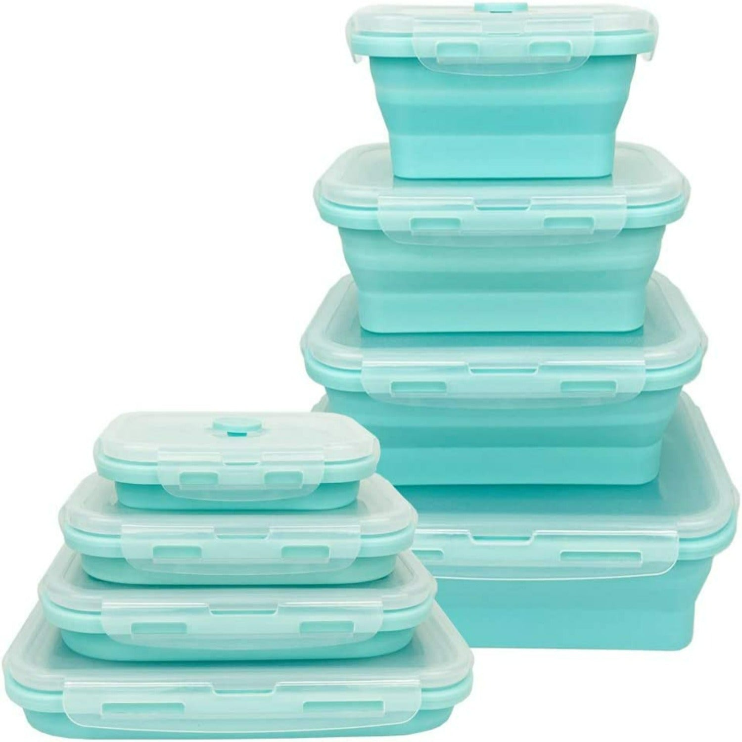 Collapsible Space Saving Food Storage Containers Set- 4 Pcs Blue