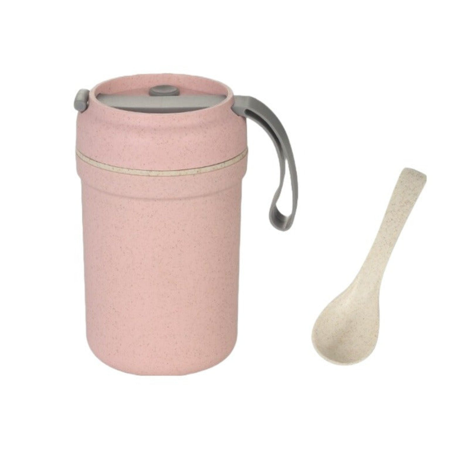 Wheat Straw Microwavable Lunch Box Thermos 300ml Pink