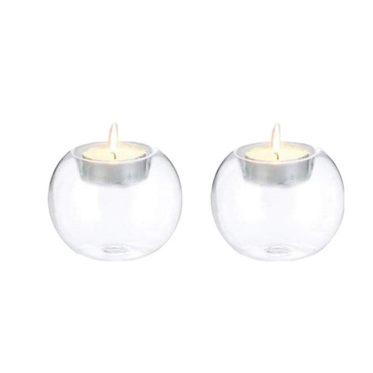 Glass Ball Tealight Candle Holders 2pcs Set