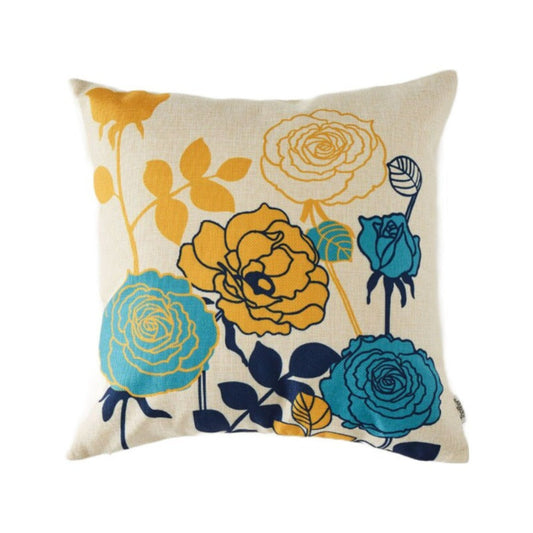 Gold and Turquoise Topfinel Flower Throw Pillow Covers