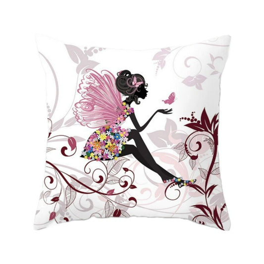 Hand Painted Fairy Throw Pillow Cover