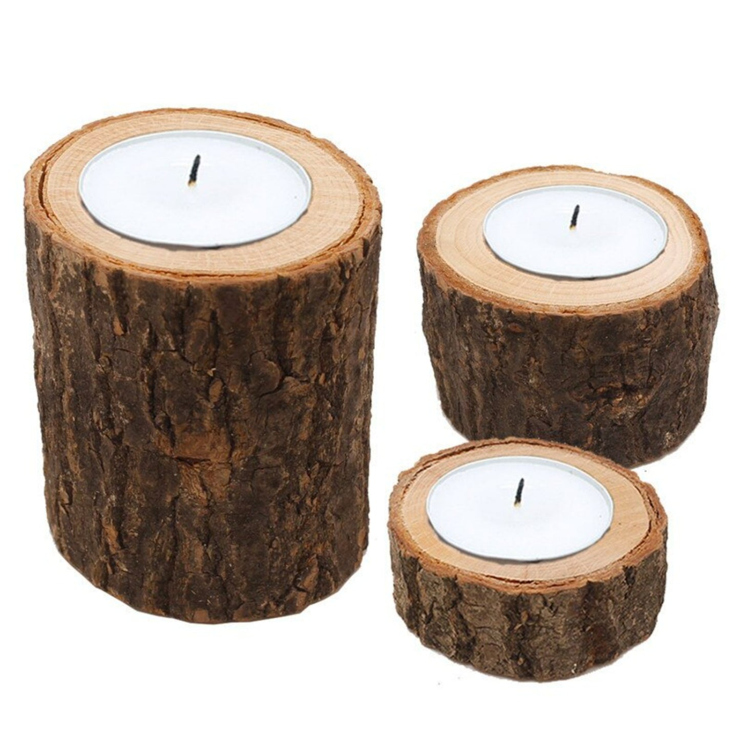 Rustic Wooden Tea Light Candle Holders