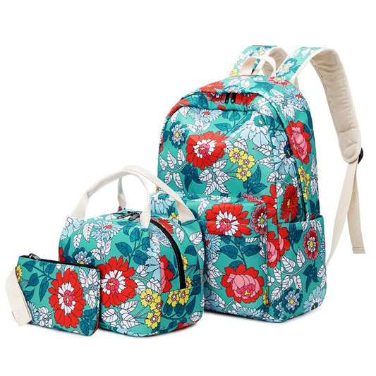 Daisy Print Backpack, Lunch Bag and Pencil Case Set