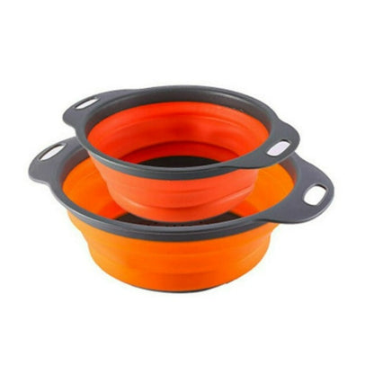 Collapsible Plastic Colander Space Saving Design Round 2pcs