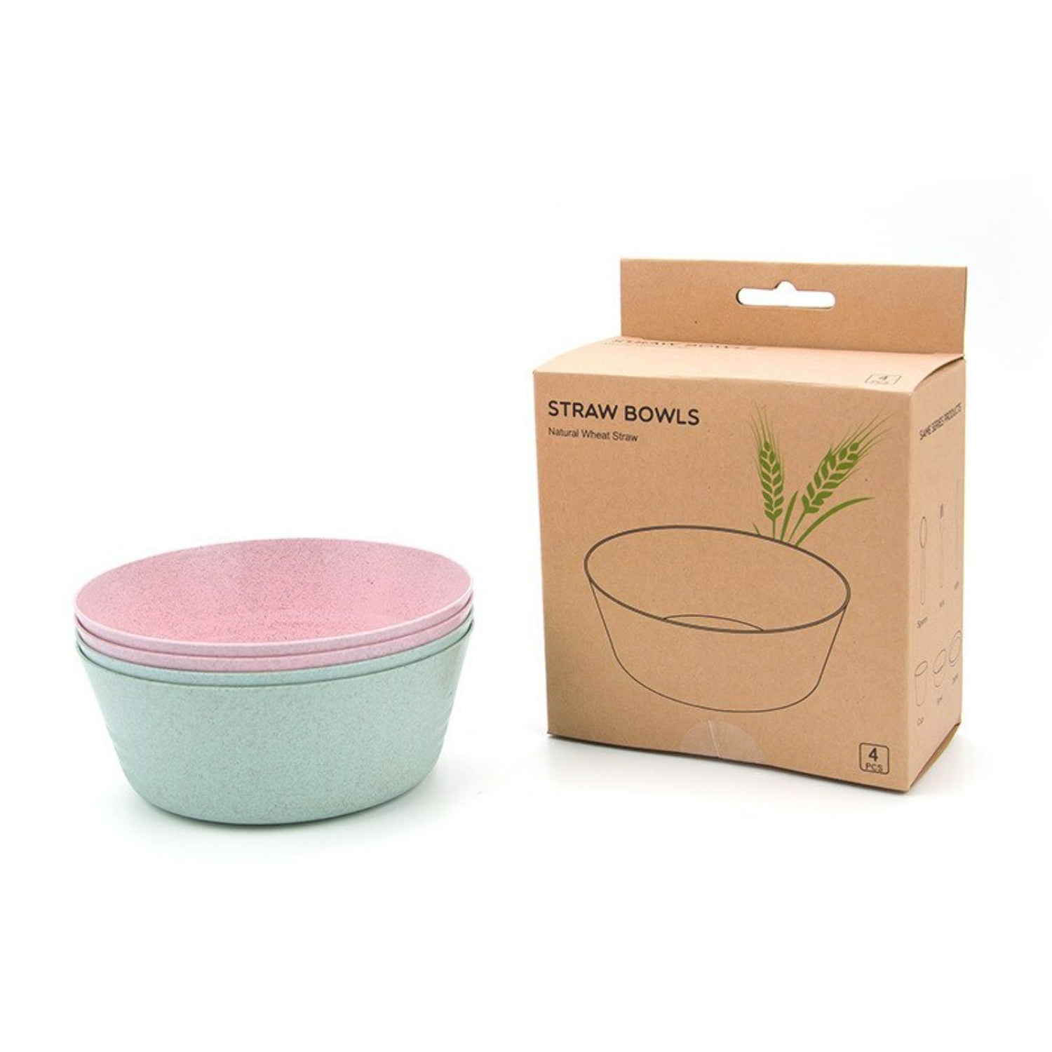 Wheat straw bowl set 4 pcs