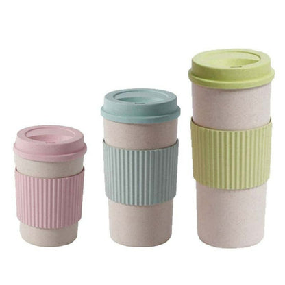 Reusable Wheat Straw Travel Insulated Coffee or Tea Cup Pink