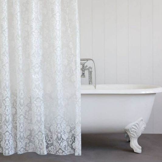 Waterproof Damask Shower Curtain with Hooks
