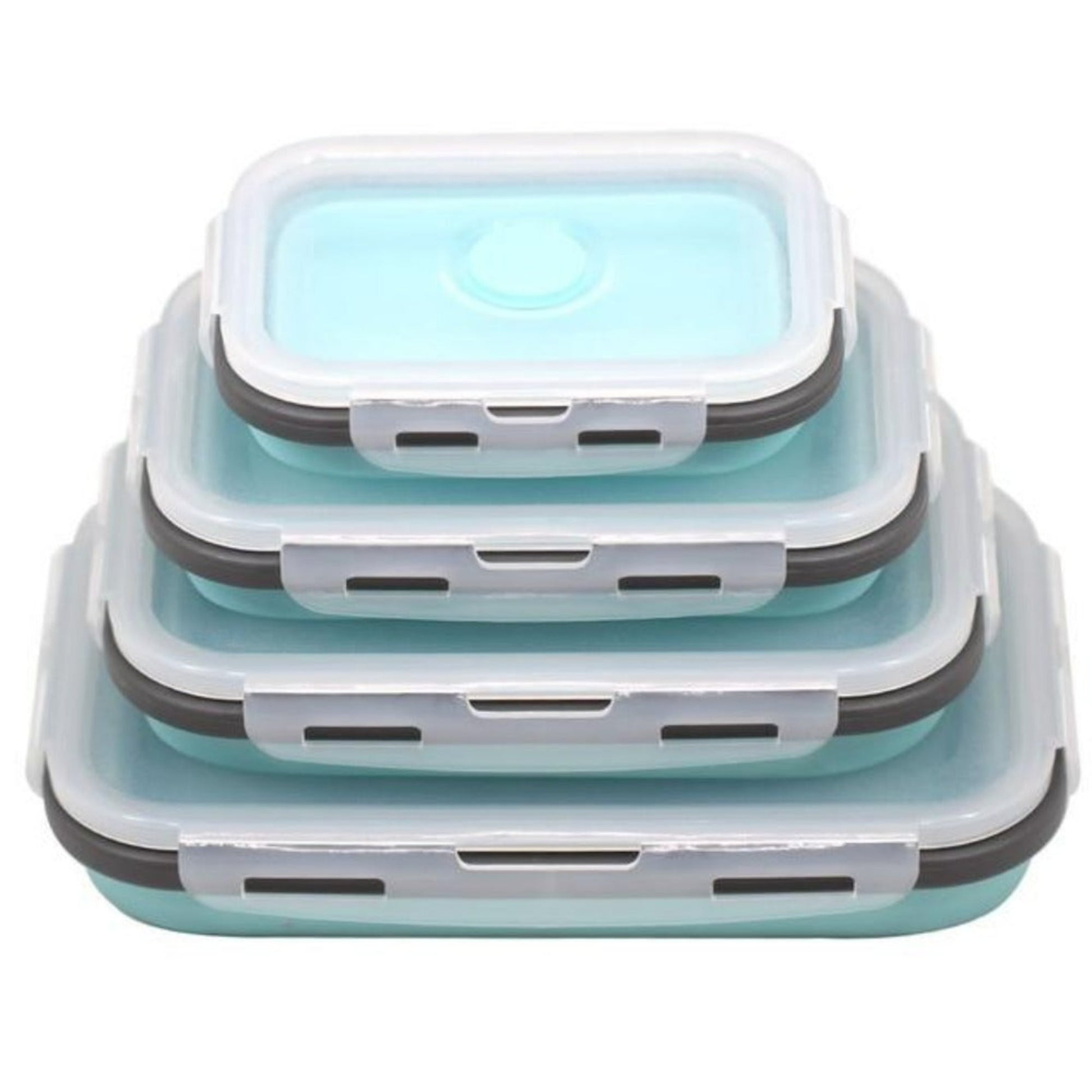 Collapsible Space Saving Food Storage Containers Set- 4 Pcs Blue