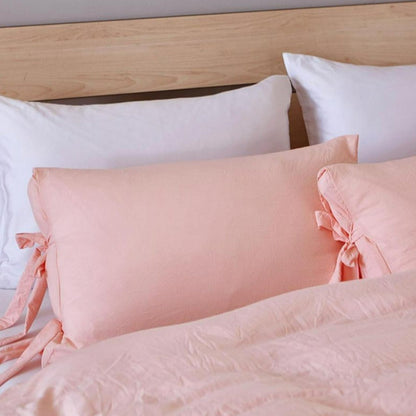 Pink Luxury Tie Duvet Cover With Pillow Shams