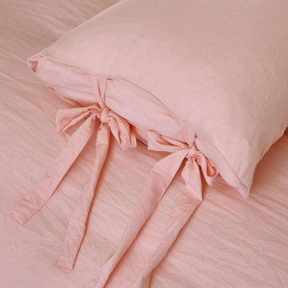 Pink Luxury Tie Duvet Cover With Pillow Shams