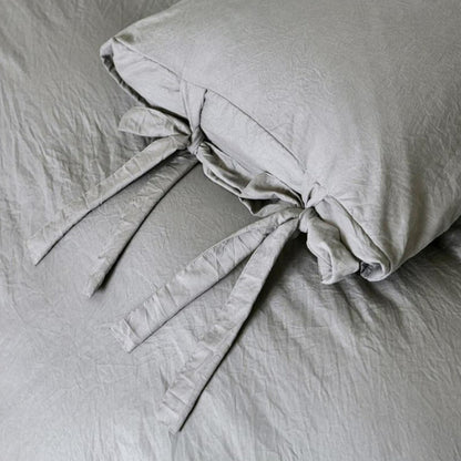 Light Grey Luxury Tie Duvet Cover With Pillow Shams
