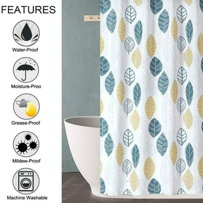 Stick Figure Leaves Shower Curtain Waterproof with Hooks
