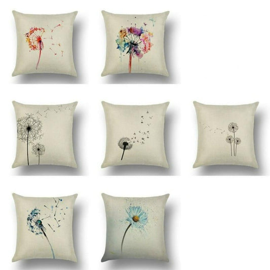 Dandelion Cotton and Linen Throw Pillow Cover
